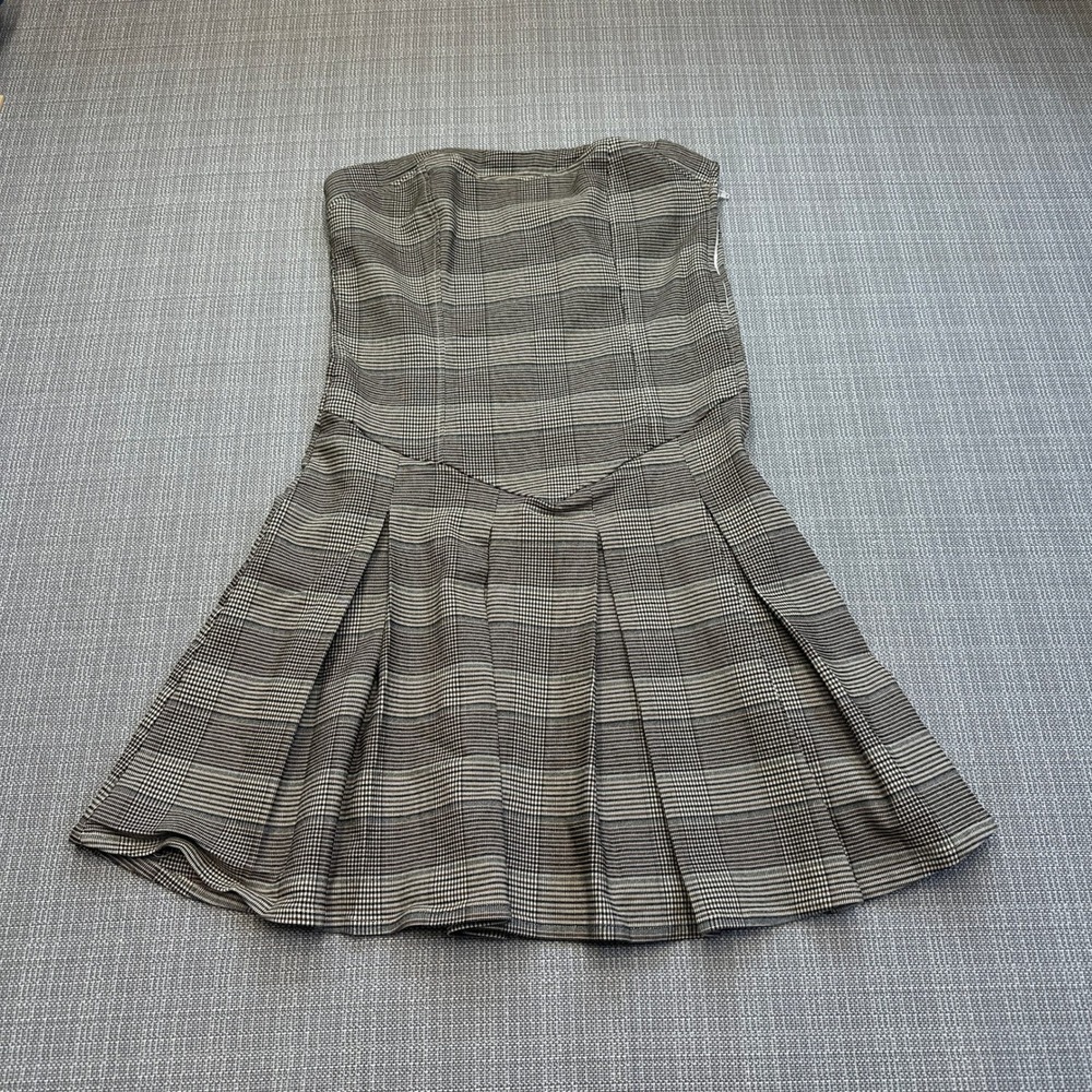 Hot Topic‎ Plaid Strapless Pleated Mini Dress Medium Coquette Indie Academia